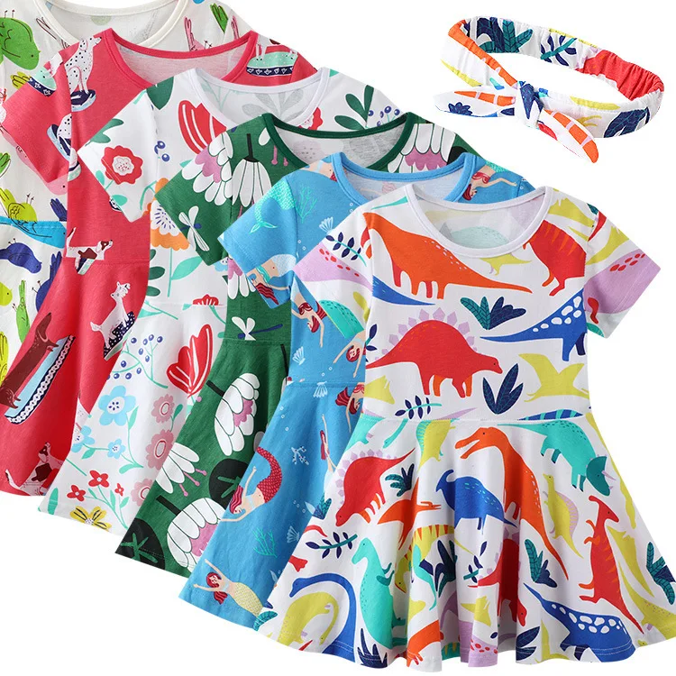 2022 г. Новое детское платье для девочек, Детское милое платье с животным принтом, Летнее Простое пляжное платье для маленьких девочек 2-8 лет - 2