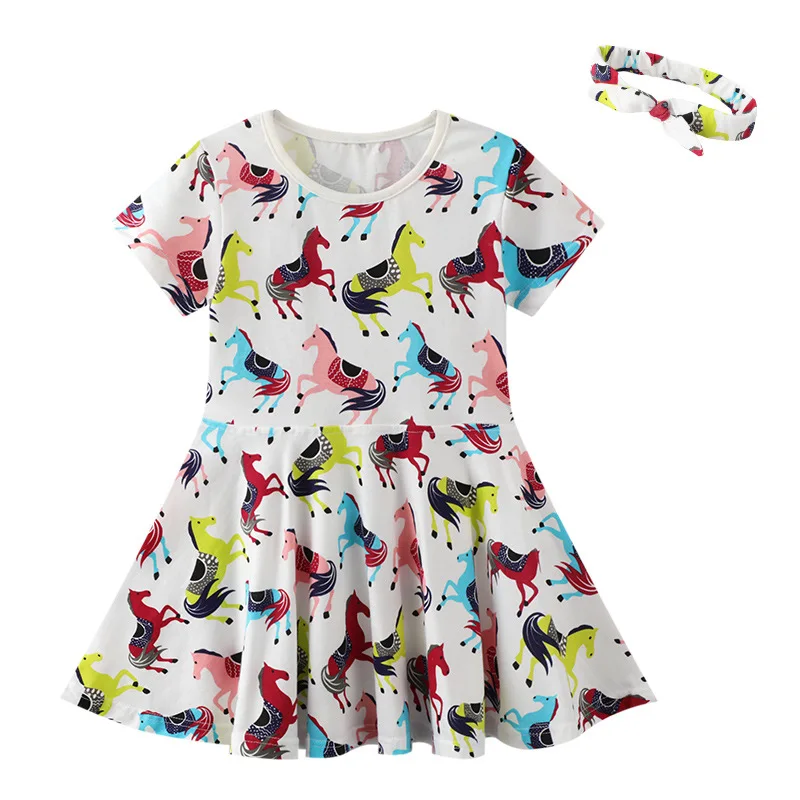 2022 г. Новое детское платье для девочек, Детское милое платье с животным принтом, Летнее Простое пляжное платье для маленьких девочек 2-8 лет - 3