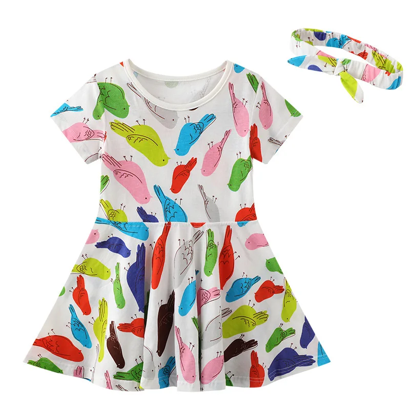 2022 г. Новое детское платье для девочек, Детское милое платье с животным принтом, Летнее Простое пляжное платье для маленьких девочек 2-8 лет - 4