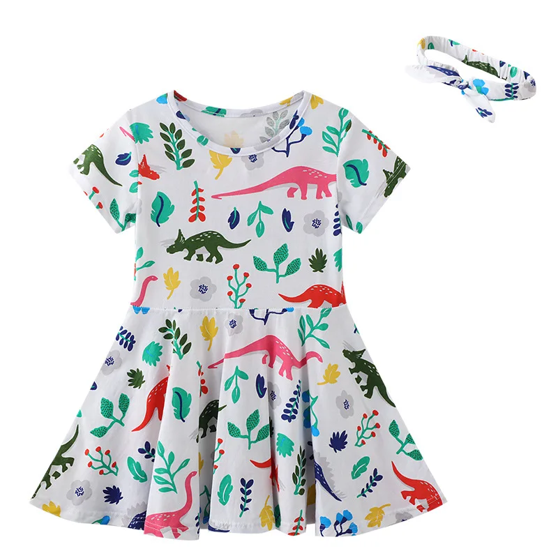 2022 г. Новое детское платье для девочек, Детское милое платье с животным принтом, Летнее Простое пляжное платье для маленьких девочек 2-8 лет - 5