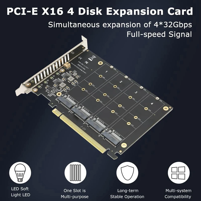 2X PH44 NVME с 4-дисковой матрицей PCIE Signal Split Array Card - 1