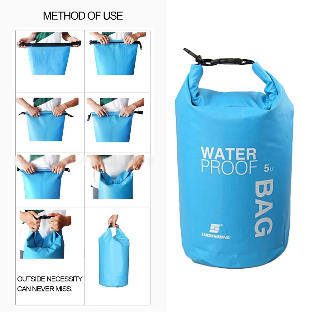 5-литровый водонепроницаемый мешок для сушки, сумка, каноэ, каякинг, кемпинг, сплав по плоту, Пеший туризм - 2