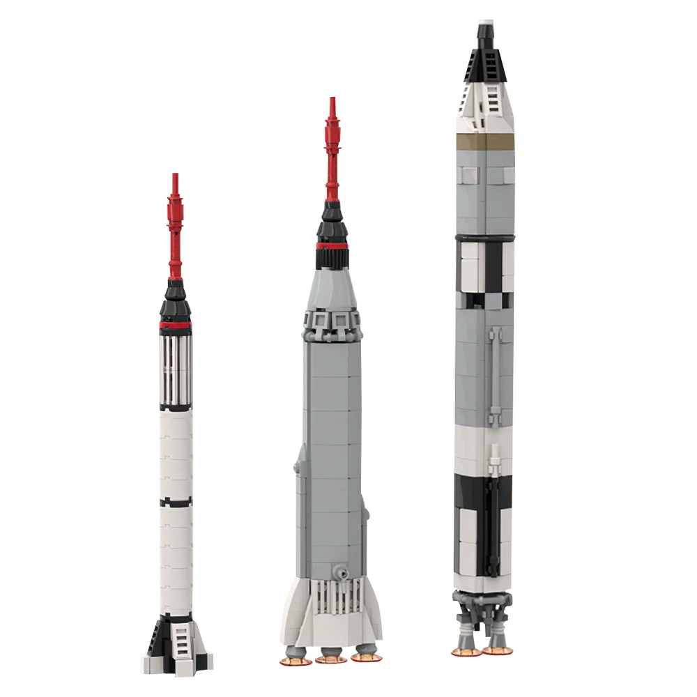 MOC Rocket Mercury & Gemini Collection Saturn V Scale Bricks Launcher Space Rocket Universe Aerospace Building Block Toys Gift - 2