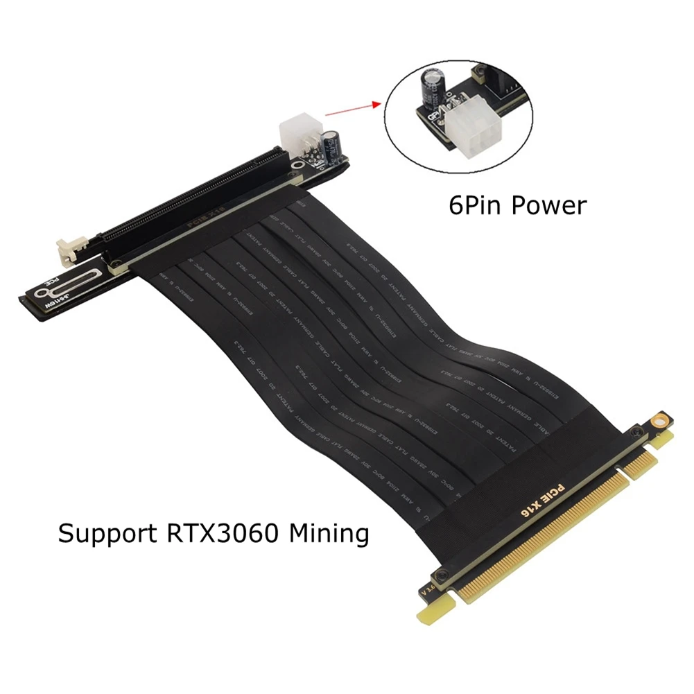 RTX3060 Ethereum Mining PCIe3.0 Riser PC Видеокарты PCI Express 16x gpu riser кабель питания 6Pin с вертикальным комплектом шасси ATX - 4