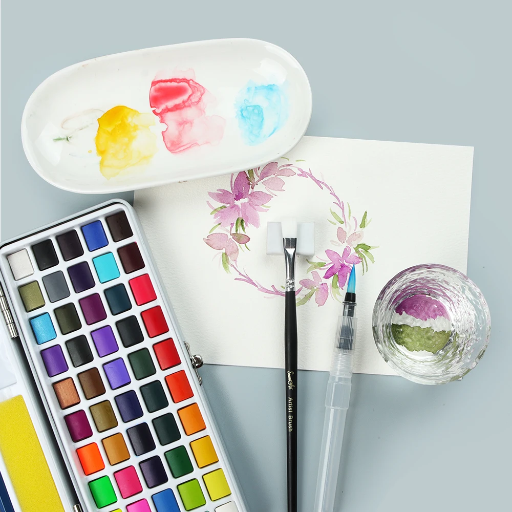 SeamiArt 50color Basic Shimmer Карамельный Пигмент, Набор для рисования сплошной акварелью с кистью для художественных принадлежностей - 2