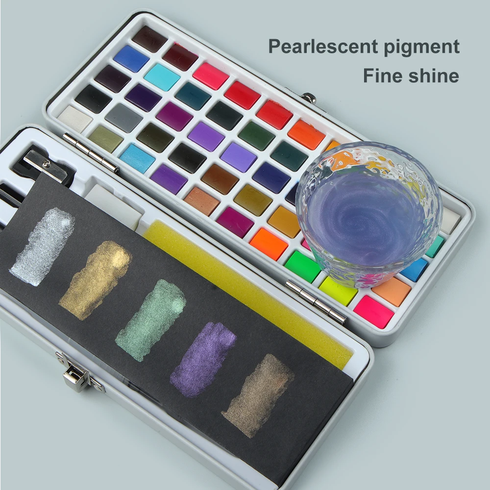 SeamiArt 50color Basic Shimmer Карамельный Пигмент, Набор для рисования сплошной акварелью с кистью для художественных принадлежностей - 3