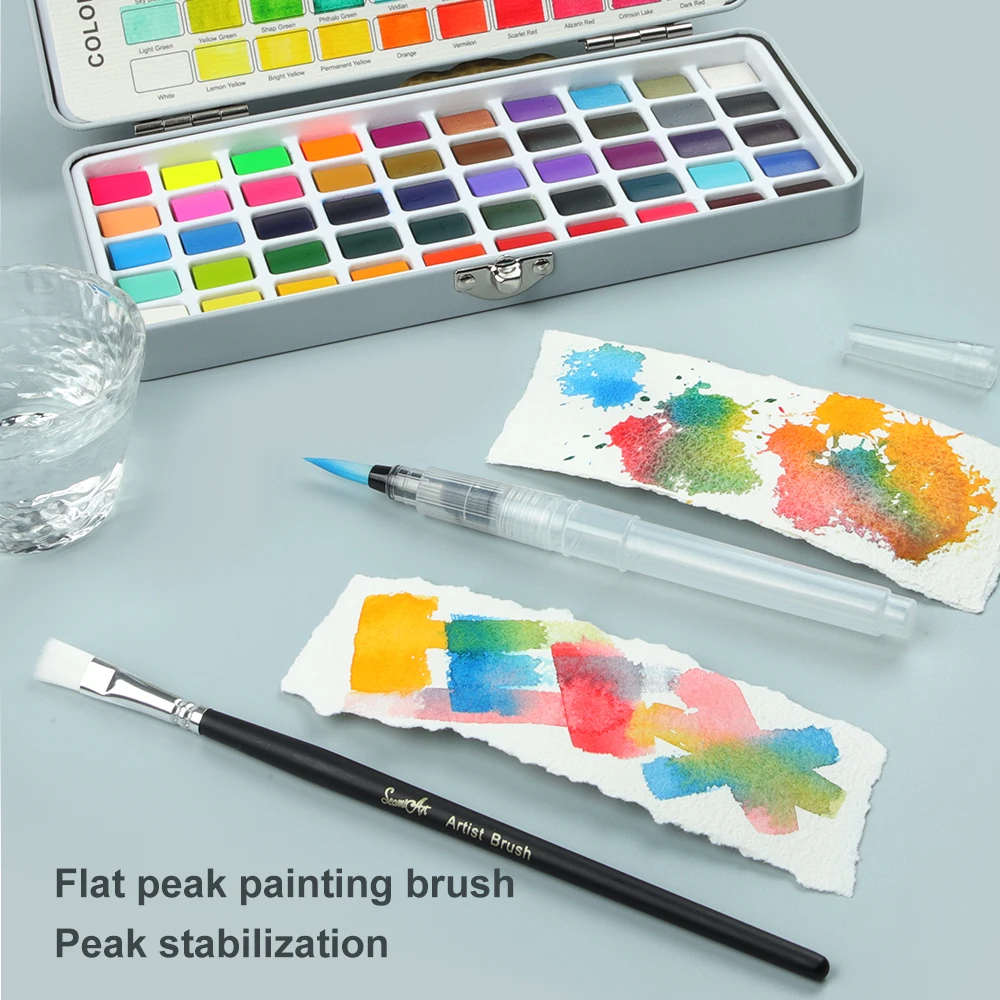 SeamiArt 50color Basic Shimmer Карамельный Пигмент, Набор для рисования сплошной акварелью с кистью для художественных принадлежностей - 4