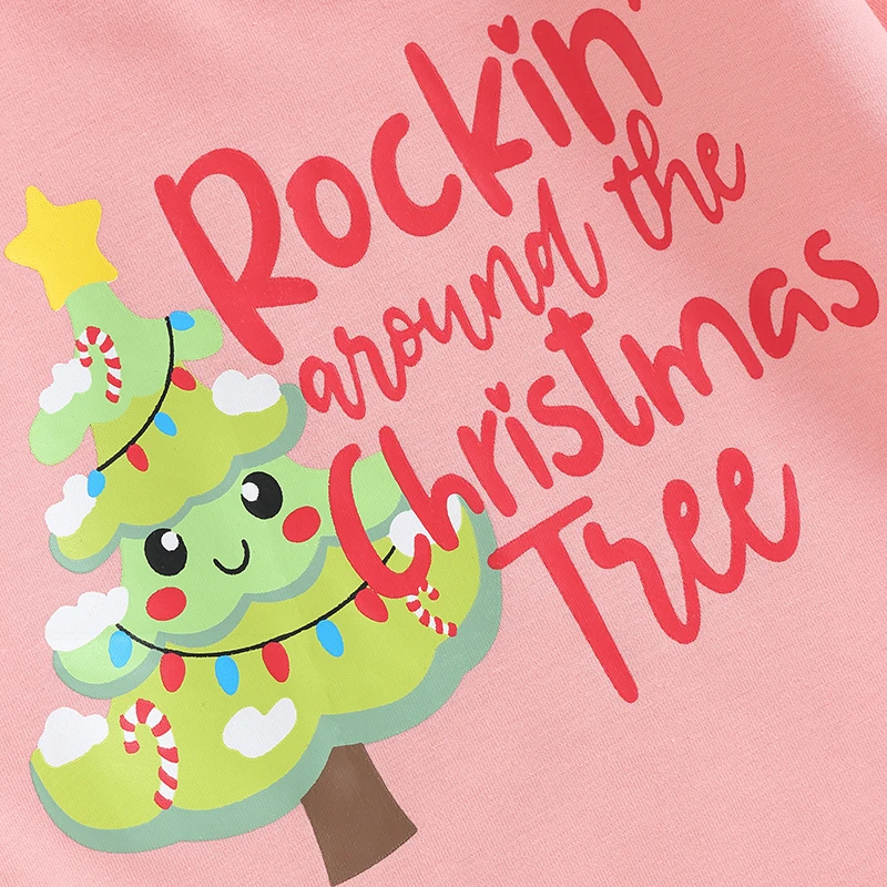 VISgogo Одежда для новорожденных Рождественский комбинезон с круглым вырезом и длинным рукавом, Шапка Санта-Клауса/боди с принтом в виде елки, рождественский костюм для мальчиков и девочек - 5