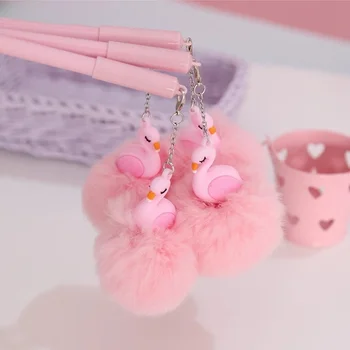 1 шт. Красивая розовая гелевая ручка с фламинго, плюшевые ручки с лебедем для школьных офисных письменных принадлежностей, подарки для девочек, нейтральные канцелярские принадлежности Kawaii