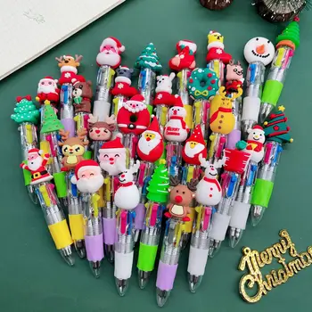 20 шт. /лот Кавайная Рождественская мини-шариковая ручка, Милые мультяшные разноцветные ручки, 4 цвета, детские Школьные канцелярские принадлежности, Подарки