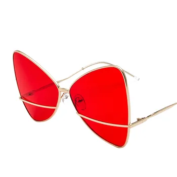 2018, Новая мода, линзы с бабочкой и Кошачьим глазом, Брендовые дизайнерские солнцезащитные очки, Металлические, негабаритные, забавные, красные, в большой оправе, Женские солнцезащитные очки Uv400