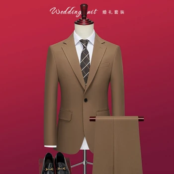 2023 Свадебный костюм Высокого качества (костюм + Жилет + брюки) Мужская Мода Деловой Красивый Тренд Банкетный Свадебный Комплект из 3/2 предметов M-4XL