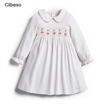 2024 Clibeso/ Винтажные Платья с Запахом для Маленьких Девочек Ручной Работы, Хлопковые Белые Костюмы С Цветочной Вышивкой, Наряды, Детская Одежда