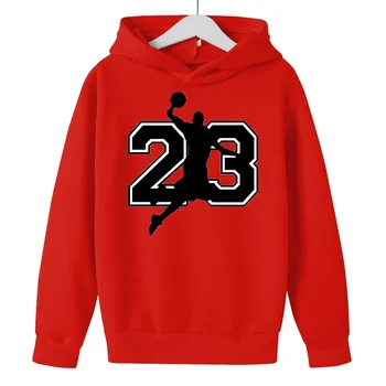 23 Баскетбольный свитер с капюшоном, одежда для маленьких мальчиков и девочек, спортивная толстовка с капюшоном, детский топ, осенние толстовки, пальто, одежда от 4 до 14 лет