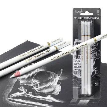 3шт белых угольных карандашей для рисования, стандартные угольные ручки для рисования, инструменты для художественных промыслов, школьные принадлежности