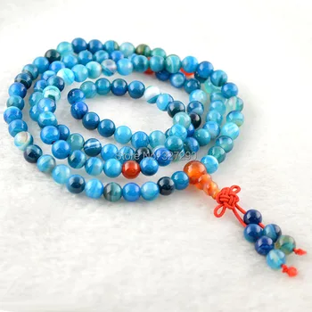 5шт Высококачественный натуральный Синий камень класса АА 6 мм Круглые бусины 108 Тибетский Молитвенный браслет для мужчин и женщин Ювелирные изделия