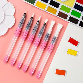 6шт Портативная Водяная Краска Brush Pen Set Большой Емкости Мягкая Акварельная Кисть для Рисования для Начинающих Художественные Принадлежности