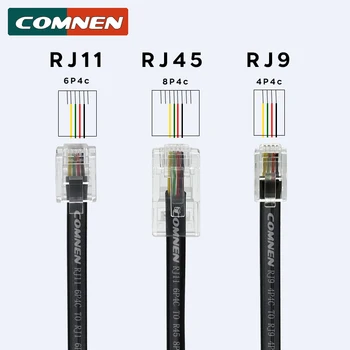 COMNEN Телефонный кабель для передачи данных RJ9 -RJ9/RJ11-RJ45 4P4C 6P4C 8P4C Модульный Кабель для передачи данных от мужчины к мужчине Удлинитель телефонной трубки Кабель для передачи данных