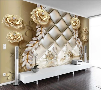 Custom wallpaper 3d stereo photo mural gold full house jewelry обои TV background wall living room bedroom фотообои 3d на стену