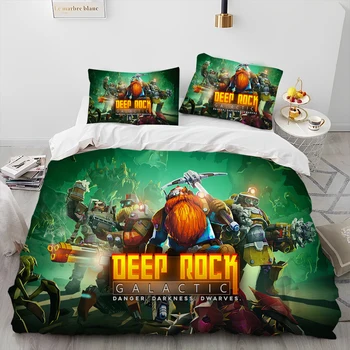 DRG Deep Rock Galactic Game Gamer Комплект Постельных принадлежностей-Стеганое Одеяло, Пододеяльник, Комплект Постельных принадлежностей king Queen Size