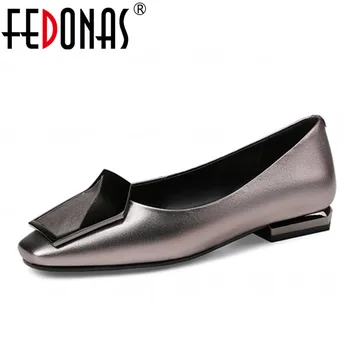 FEDONAS/ 2023 г. Новые модные женские туфли из натуральной кожи с квадратным носком на тонких высоких каблуках, Роскошные женские туфли-лодочки для свадебной вечеринки, Большой размер