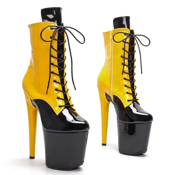 LAIJIANJINXIA/ Новые Модные Женские Современные ботинки с искусственным верхом 20 см/8 дюймов Для танцев на шесте На высоком каблуке и платформе 411
