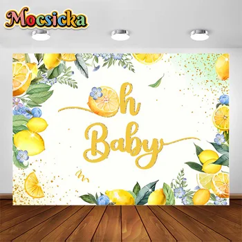 Mocsicka Oh Baby Lemon Фон для фото Шрифт Настраиваемый Студийный Реквизит Дети Новорожденные Фотофоны на 1-й День рождения Фотосессия