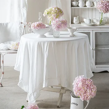 Nowoczesne  bawełniany obrus zmiękczana bawełna jednolity kolor kawy wesele jadalnia obrus Home Decor