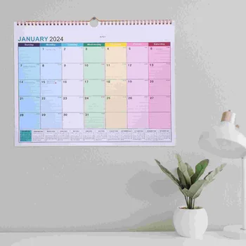 Английский Настенный календарь Ежемесячный Подвесной календарь Домашний Большой письменный стол Ежемесячный офис для домашнего офиса Бумажное расписание для планирования года Примечание