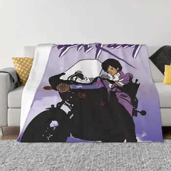 Анимация Фиолетовый дождь с принцем на мотоцикле Одеяла Флисовый текстильный декор Теплые пледы для дома Одеяло для путешествий