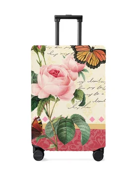 Антикварный Цветок растения Розовая Роза Бабочка Чехол для багажа Эластичный Протектор для багажа Пылезащитный чехол для 18-32-дюймового дорожного чемодана