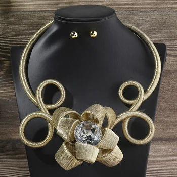 Африканский ювелирный набор, Алюминиевое цветочное ожерелье, серьги-гвоздики, Классические наборы свадебных украшений для женщин, подарки для девочек на вечеринку