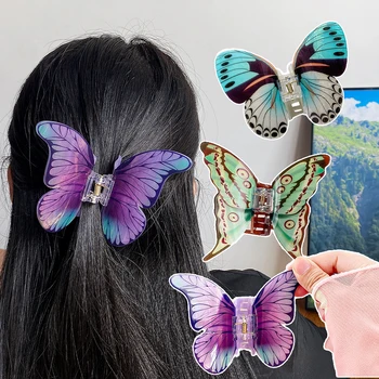 Бабочка-Акула, Волшебный женский коготь для волос, красочные модные заколки-крабы, Акриловые головные уборы с бабочками, инструмент для укладки волос.