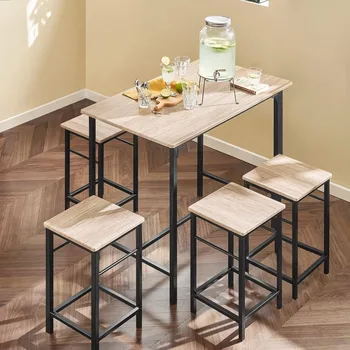 Барный набор-1 барный стол и 4 табурета Столовые наборы Мебель для столовой Столы и стулья Chair Home