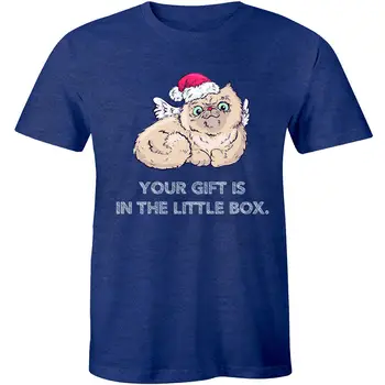 Ваш подарок в ящике для мусора, рождественская рубашка с маленьким милым забавным котом, футболка, мужская футболка