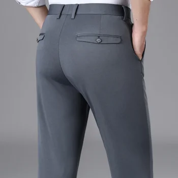 Весенне-осенние мужские костюмные брюки, мужские однотонные деловые повседневные официальные брюки, стрейчевые костюмные брюки, мужские офисные брюки 29-40