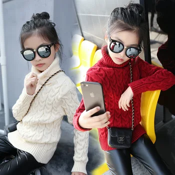Весенне-осенний Корейский однотонный свитер в корейском стиле с объемным воротником для девочек