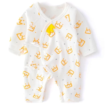 Весенне-осенняя одежда для маленьких девочек и мальчиков от 0 до 3 месяцев, хлопковые комбинезоны с милым мультяшным принтом и длинными рукавами, ползунки для новорожденных BC1892