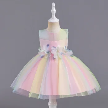 Вечерние платья для девочек, 3 цвета, детское платье 70-100 см, для танцев, на День рождения, свадьбу, красочный детский праздничный костюм