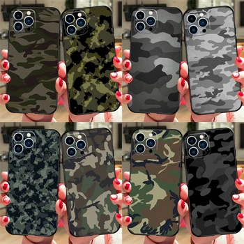 Военный Армейский Камуфляжный Чехол Для iPhone 15 13 14 Pro 12 11 14 Pro Max 7 8 Plus XR XS Max X 12 13 Mini SE2 Cover Shell