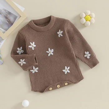 Вязаный свитер для новорожденной девочки, Плотный комбинезон, теплый Пуловер большого размера, Зимняя одежда 0-18 м