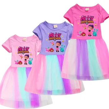 Детские платья для девочек, хлопковая одежда Abby Hatcher оптом, платья для маленьких девочек, Летние Элегантные костюмы для маленьких девочек