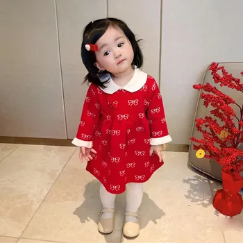 Детские платья-свитера Hanfu с феей Для маленьких девочек, платья принцессы с бантом и принтом на китайский Новый год, костюмы для выступлений в стиле Тан