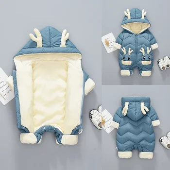 Детский зимний комбинезон бренда 2023 плюс толстый бархатный комбинезон для мальчиков 0-3 лет, комбинезон для новорожденных, одежда для девочек, комбинезон для малышей, пальто