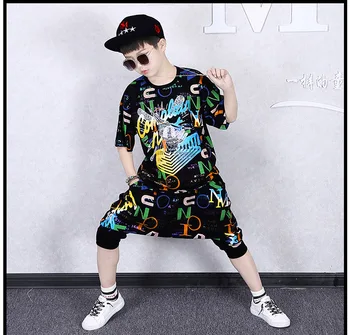 Детский летний спортивный костюм для мальчиков и девочек 6, 8, 10, 12 лет, комплекты одежды в стиле хип-хоп, Корейские хлопковые футболки с короткими рукавами для подростков, шорты, наряды
