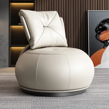 Дизайнерское Кожаное кресло для чтения Vover Simple White Удобные Стулья для гостиной, Эргономичная Опора для спинки, мебель для салона Fauteuil