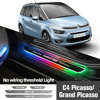 Для Citroen C4 Picasso Grand Picasso 2006-2022 Подсветка порога автомобиля с индивидуальным логотипом, светодиодная Лампа для педали Порога Приветствия, Аксессуары