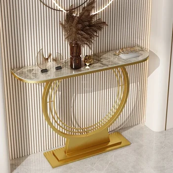 Европейский консольный столик из кованого железа, Легкие Роскошные Столики на веранде, Мебель для гостиной, Шиферное крыльцо, консольный столик полукругом