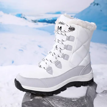 Женские спортивные ботинки для альпинизма с мехом внутри из хлопка, сохраняющие тепло, удобные зимние ботинки для девочек на каждый день