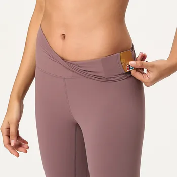 Женские спортивные штаны для фитнеса Lulu Lemon телесного цвета с высокой талией, модные классические эластичные обтягивающие спортивные брюки